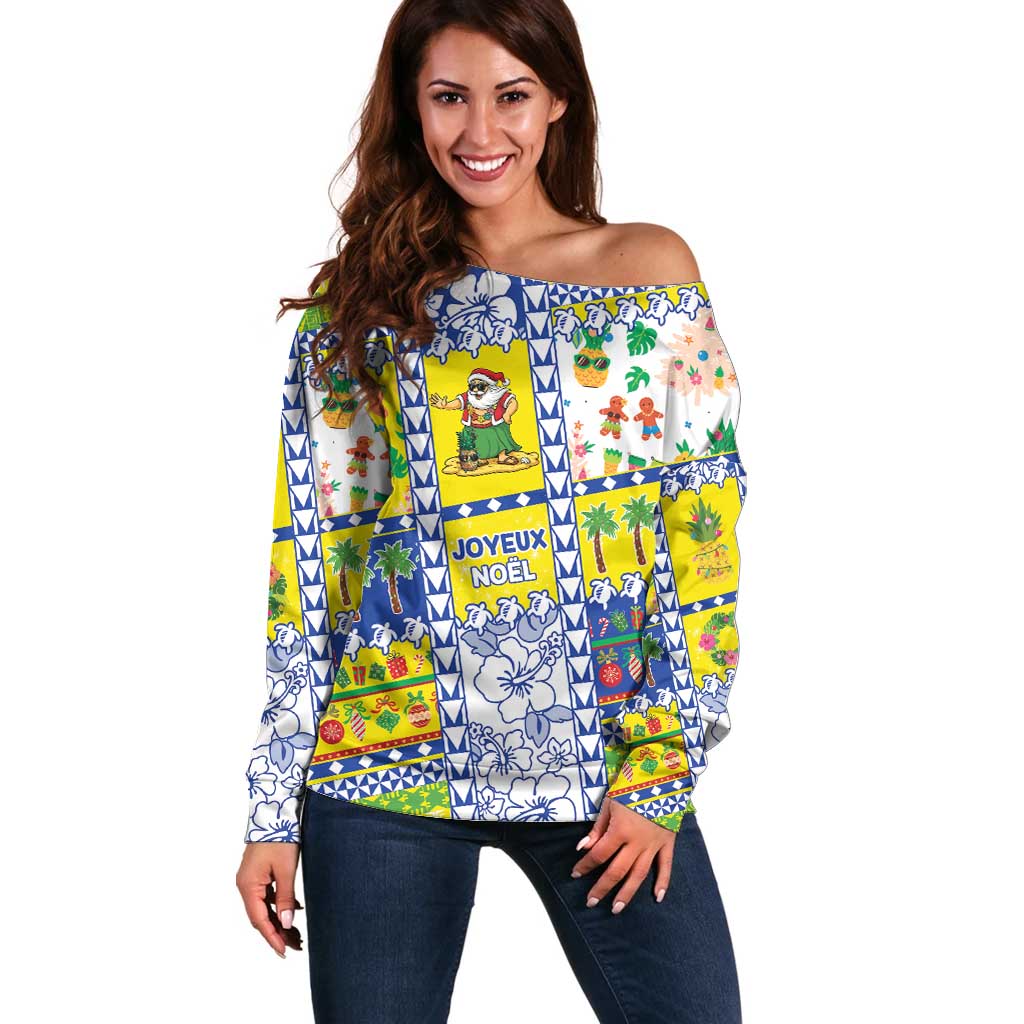 New Caledonia Christmas Off Shoulder Sweater Festive Beach Vibes - Polynesian Pride