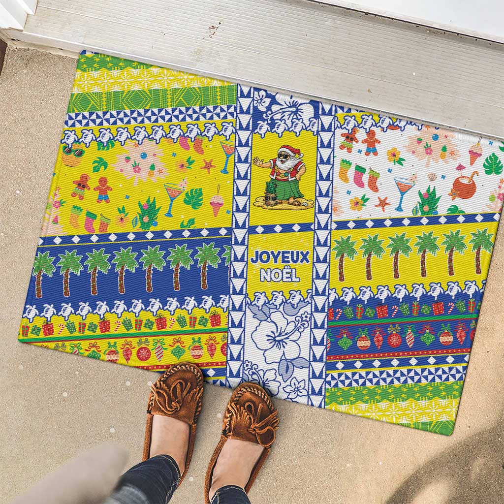 New Caledonia Christmas Rubber Doormat Festive Beach Vibes - Polynesian Pride