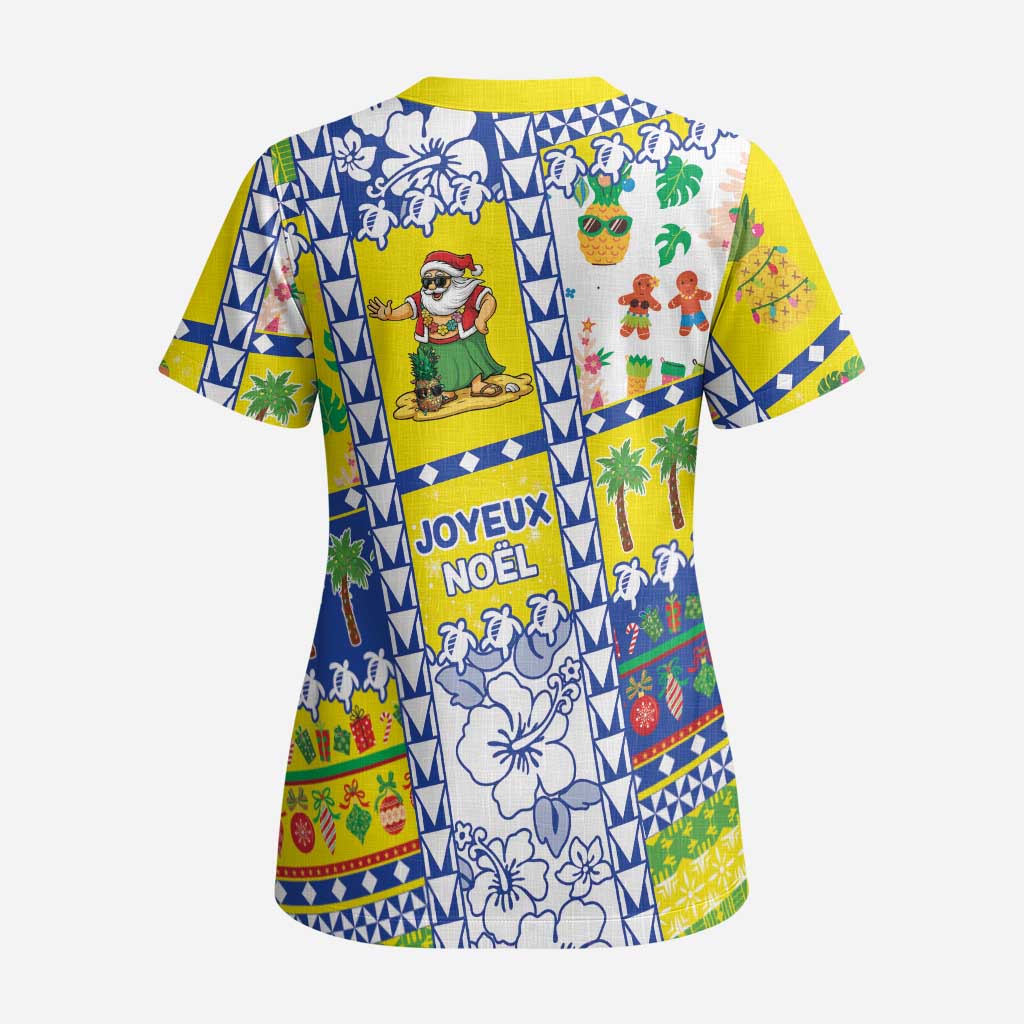 New Caledonia Christmas Scrub Top Festive Beach Vibes - Polynesian Pride