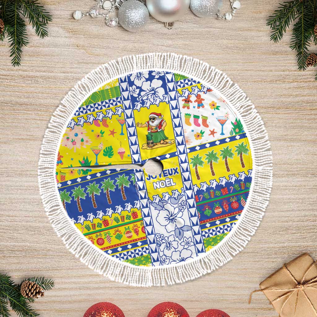 New Caledonia Christmas Tree Skirt Festive Beach Vibes LT05 Fringed Yellow - Polynesian Pride