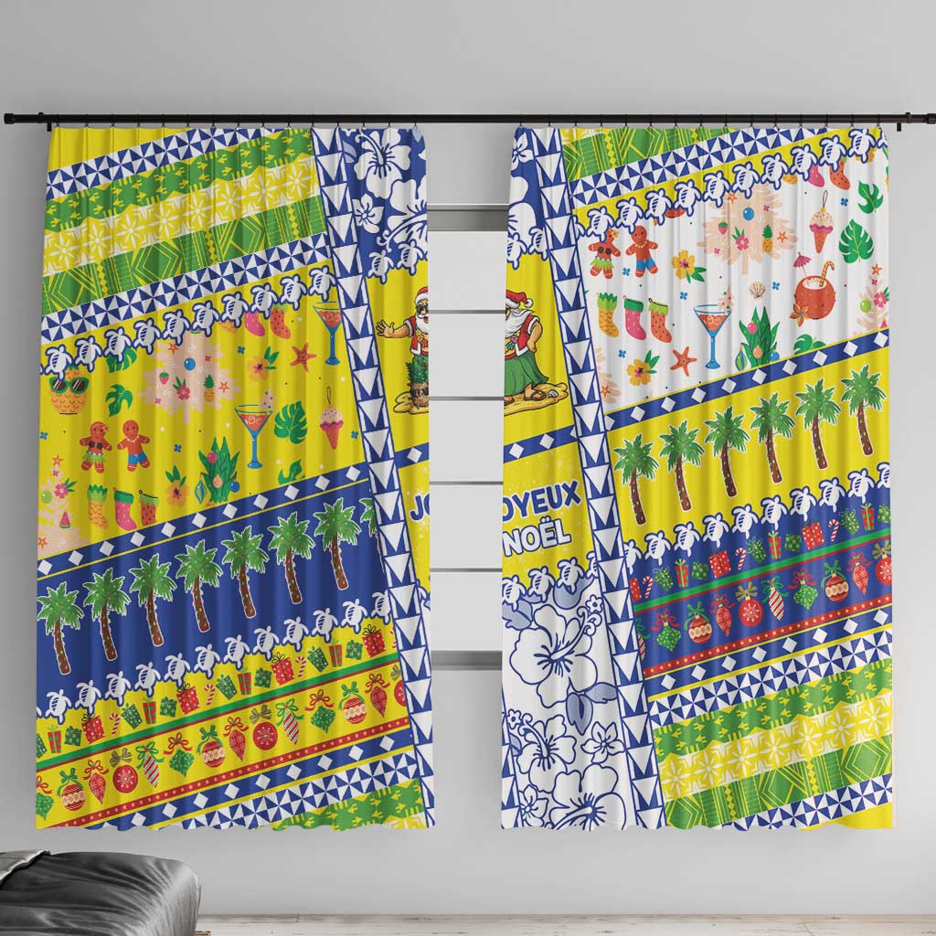 New Caledonia Christmas Window Curtain Festive Beach Vibes - Polynesian Pride