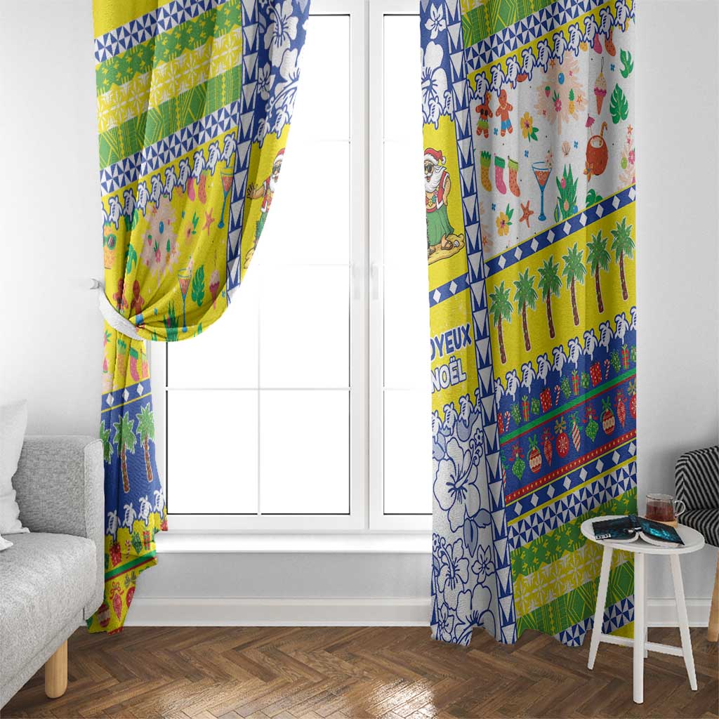 New Caledonia Christmas Window Curtain Festive Beach Vibes - Polynesian Pride