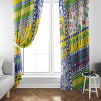 New Caledonia Christmas Window Curtain Festive Beach Vibes - Polynesian Pride