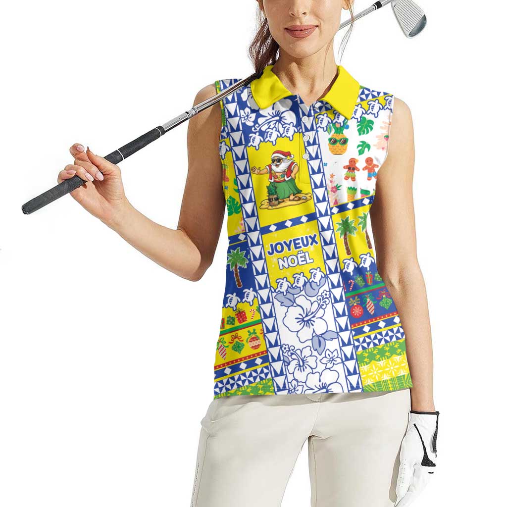 New Caledonia Christmas Women Sleeveless Polo Shirt Festive Beach Vibes - Polynesian Pride