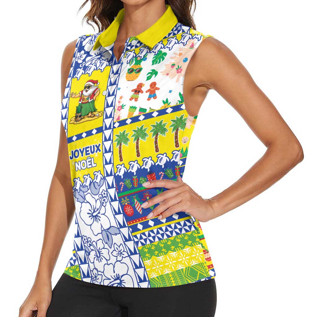 New Caledonia Christmas Women Sleeveless Polo Shirt Festive Beach Vibes - Polynesian Pride