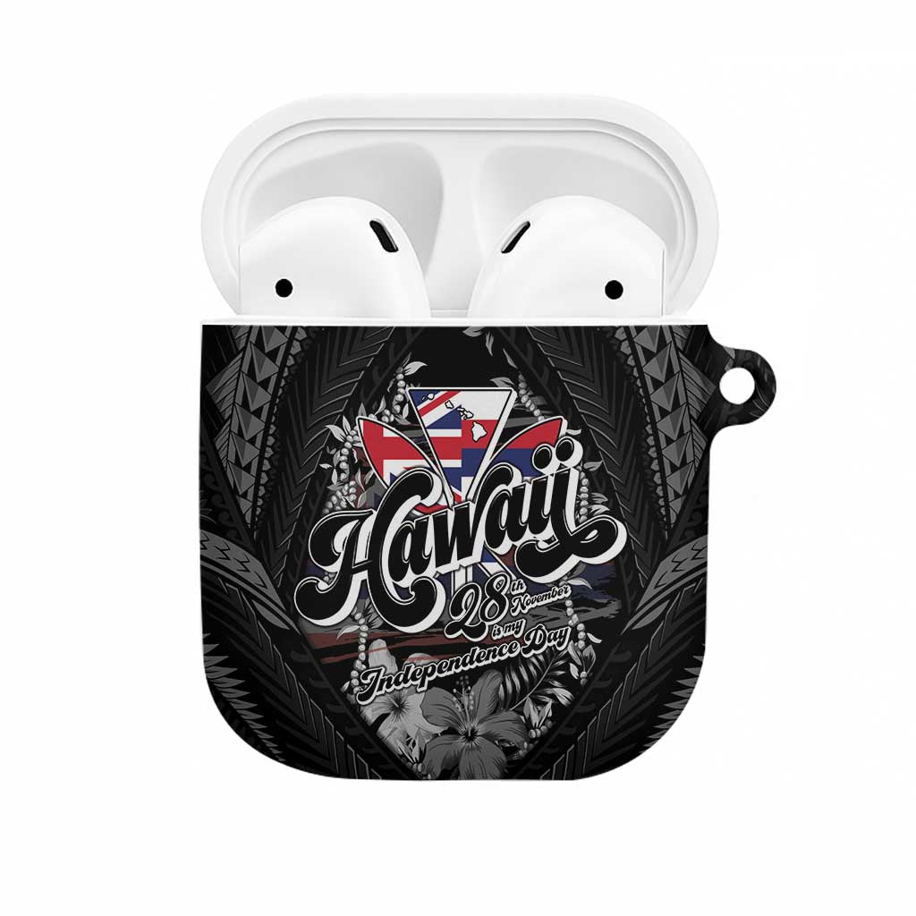 Hawaii November 28th AirPods Case Kanaka Maoli Tribal Pattern LT05 Black - Polynesian Pride