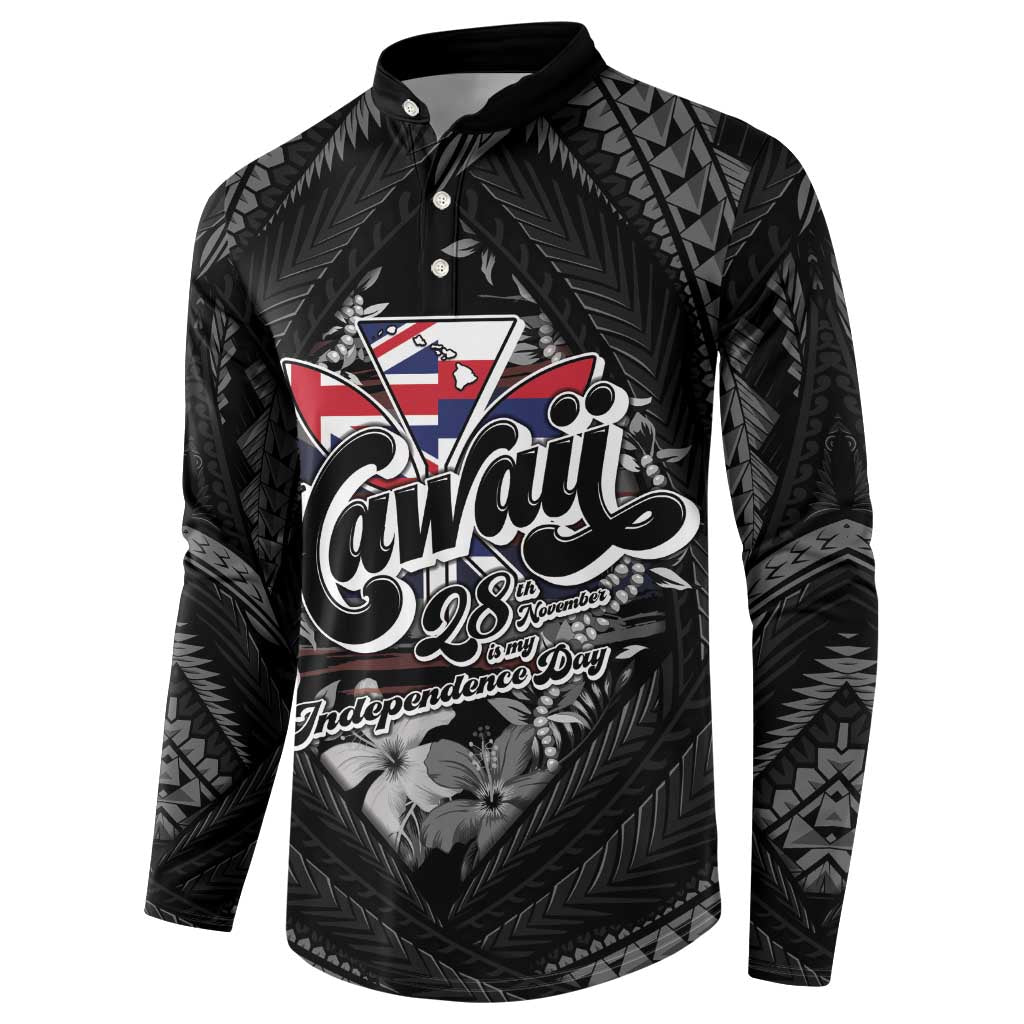 Hawaii November 28th Button Sweatshirt Kanaka Maoli Tribal Pattern - Polynesian Pride