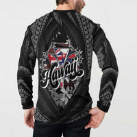 Hawaii November 28th Button Sweatshirt Kanaka Maoli Tribal Pattern - Polynesian Pride