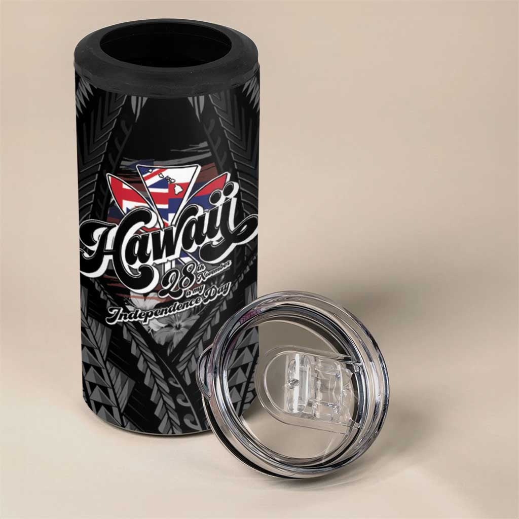 Hawaii November 28th 4 in 1 Can Cooler Tumbler Kanaka Maoli Tribal Pattern - Polynesian Pride