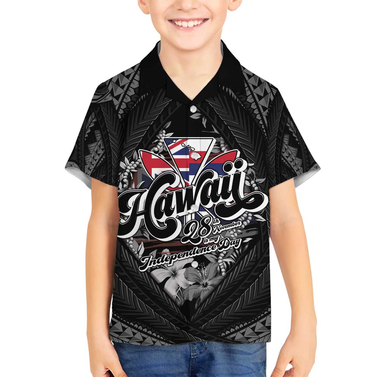 Hawaii November 28th Family Matching Off The Shoulder Long Sleeve Dress and Hawaiian Shirt Kanaka Maoli Tribal Pattern - Polynesian Pride