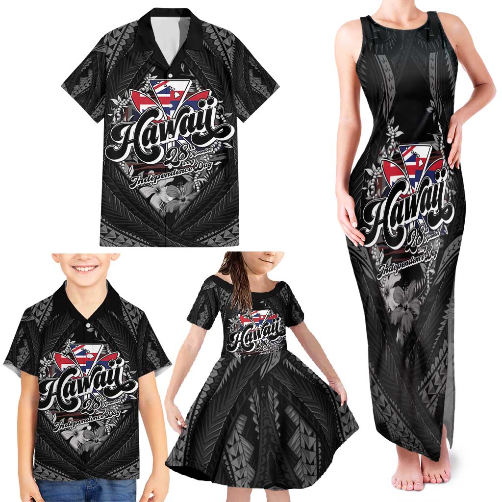 Hawaii November 28th Family Matching Tank Maxi Dress and Hawaiian Shirt Kanaka Maoli Tribal Pattern - Polynesian Pride