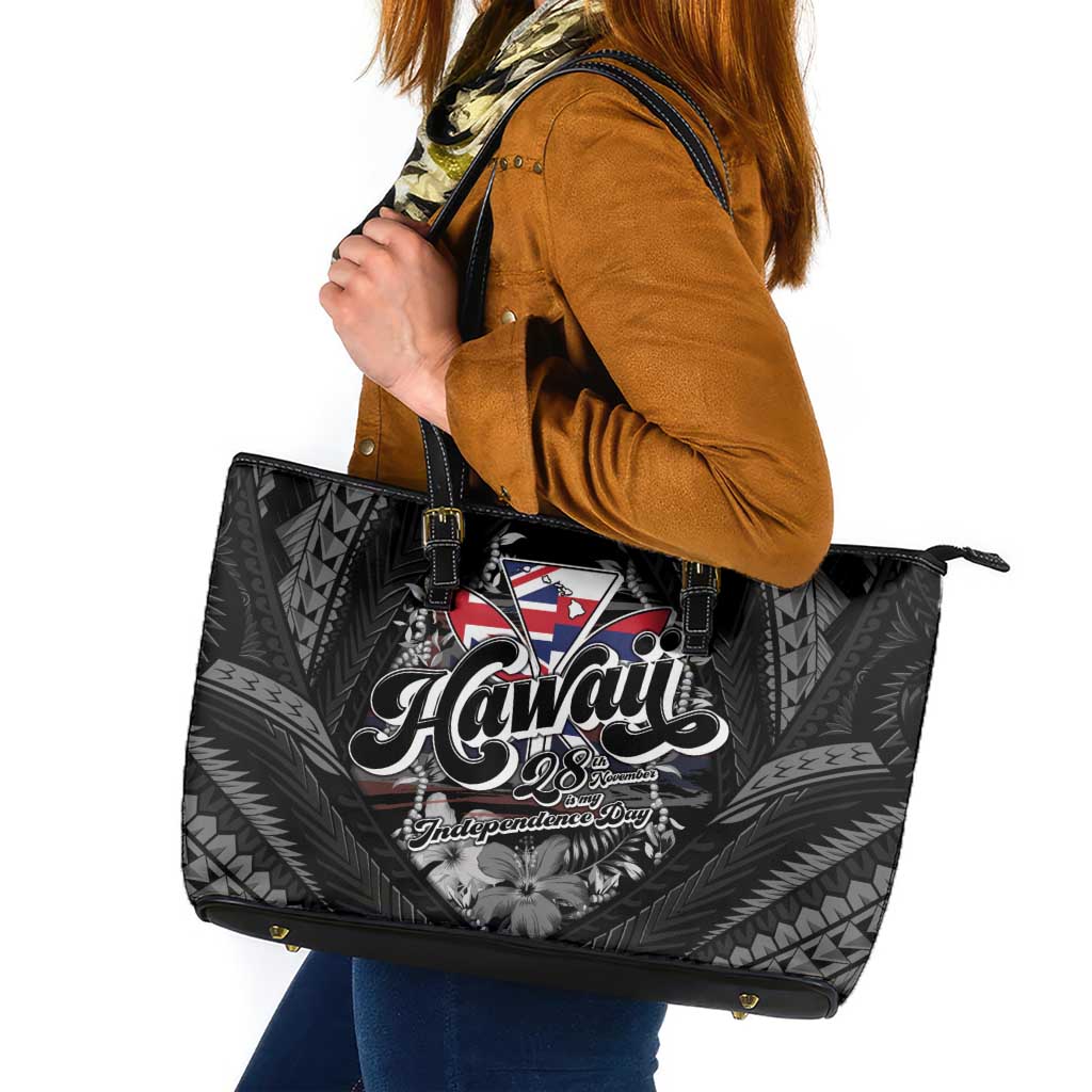 Hawaii November 28th Leather Tote Bag Kanaka Maoli Tribal Pattern - Polynesian Pride