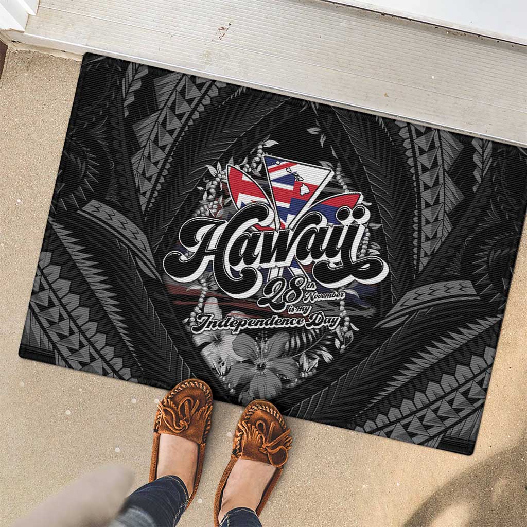 Hawaii November 28th Rubber Doormat Kanaka Maoli Tribal Pattern - Polynesian Pride