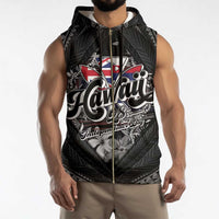 Hawaii November 28th Sleeveless Zip Hoodie Kanaka Maoli Tribal Pattern - Polynesian Pride