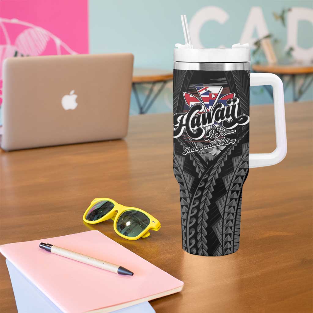 Hawaii November 28th Tumbler With Handle Kanaka Maoli Tribal Pattern - Polynesian Pride