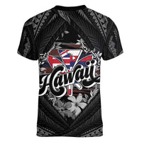 Hawaii November 28th Women V-Neck T-Shirt Kanaka Maoli Tribal Pattern - Polynesian Pride