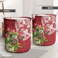 Puerto Rico Coqui Frog Laundry Basket Tropical Flowers Polynesian Style LT05 - Polynesian Pride