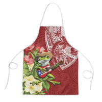 Puerto Rico Coqui Frog Apron Tropical Flowers Polynesian Style LT05 Red - Polynesian Pride