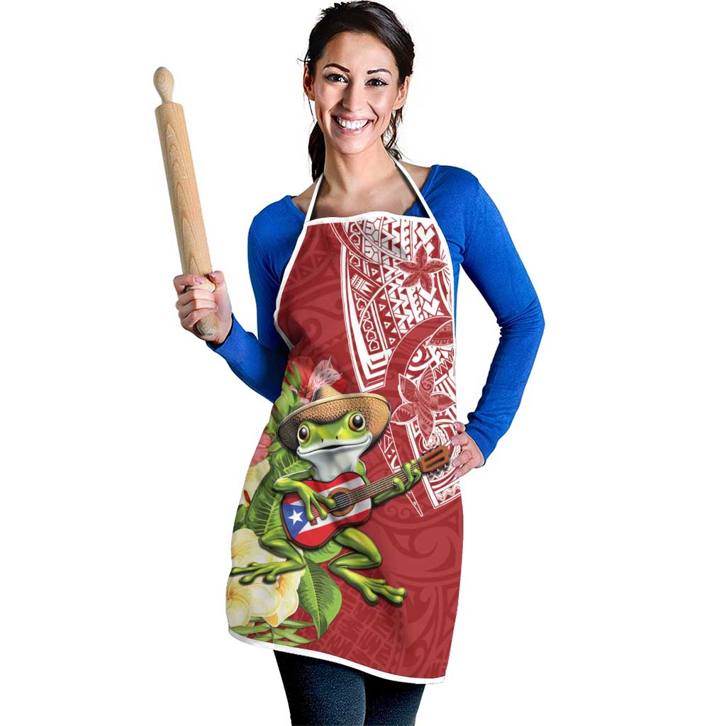 Puerto Rico Coqui Frog Apron Tropical Flowers Polynesian Style LT05 - Polynesian Pride