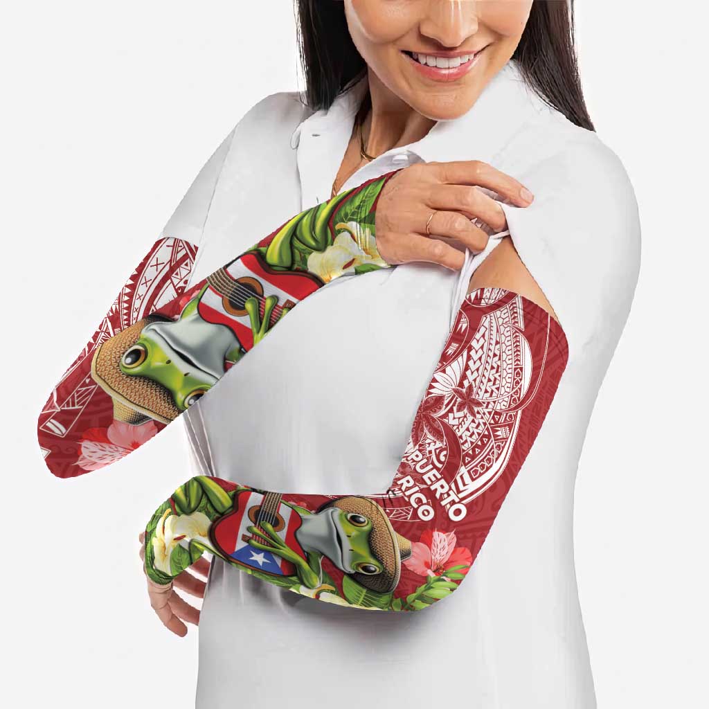 Puerto Rico Coqui Frog Arm Sleeves Tropical Flowers Polynesian Style LT05 - Polynesian Pride