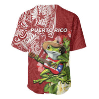 Puerto Rico Coqui Frog Baseball Jersey Tropical Flowers Polynesian Style LT05 - Polynesian Pride