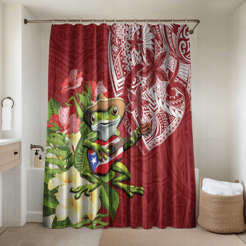 Puerto Rico Coqui Frog Bathroom Set Tropical Flowers Polynesian Style - Polynesian Pride