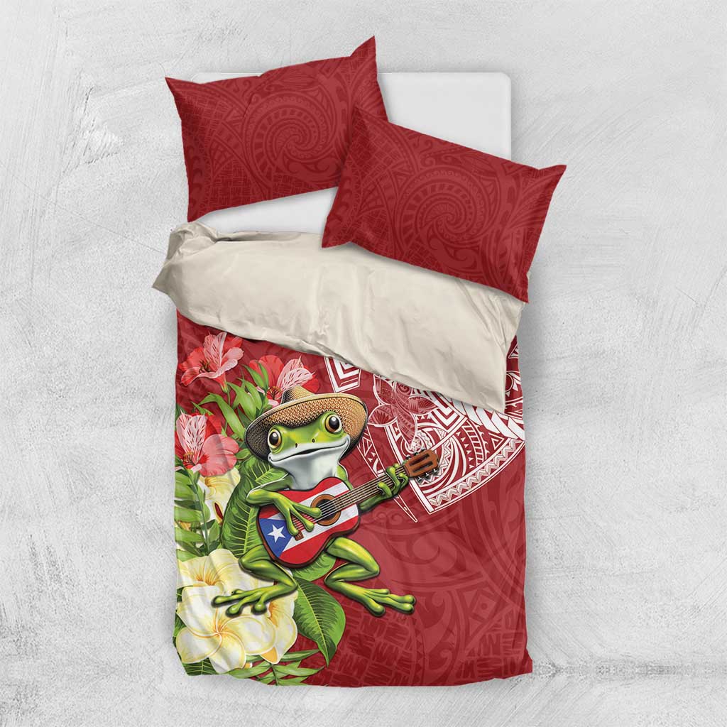 Puerto Rico Coqui Frog Bedding Set Tropical Flowers Polynesian Style - Polynesian Pride