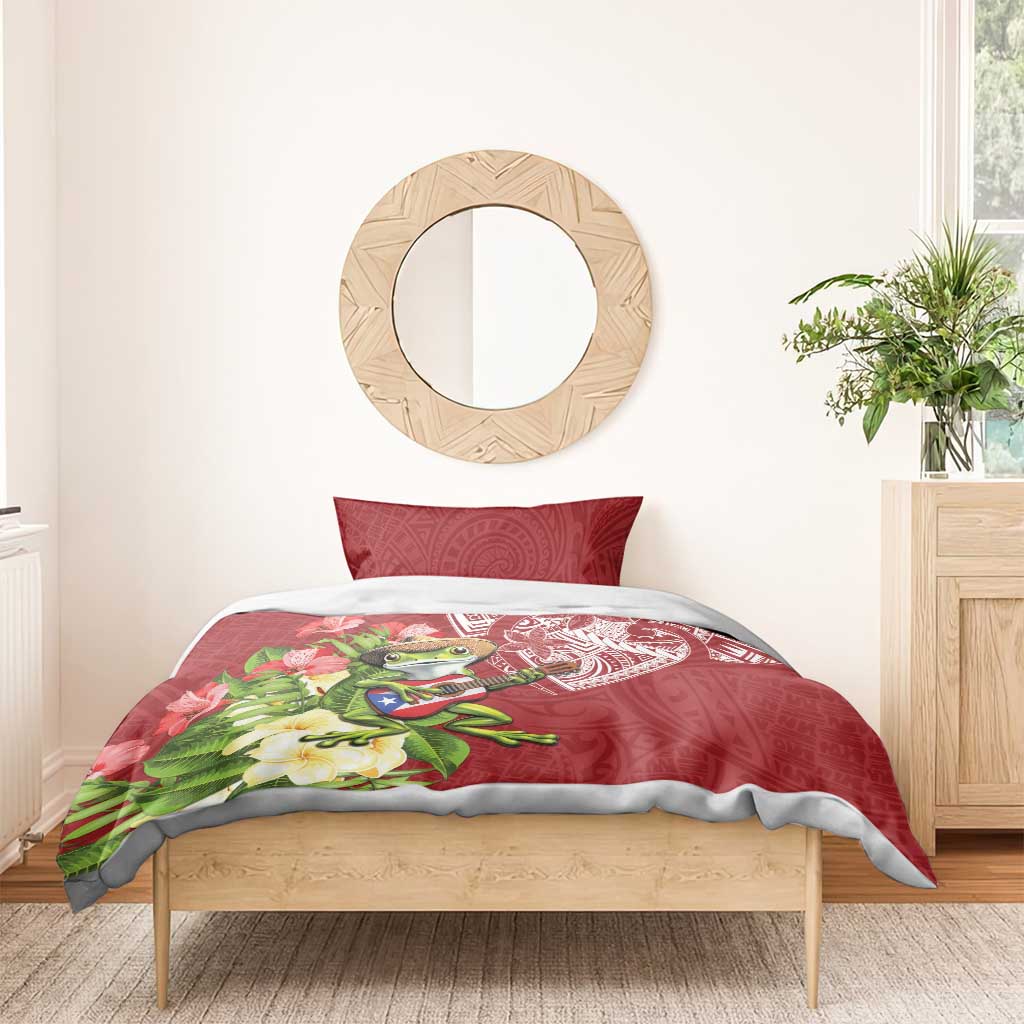 Puerto Rico Coqui Frog Bedding Set Tropical Flowers Polynesian Style - Polynesian Pride