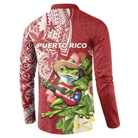 Puerto Rico Coqui Frog Button Sweatshirt Tropical Flowers Polynesian Style LT05 - Polynesian Pride