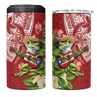 Puerto Rico Coqui Frog 4 in 1 Can Cooler Tumbler Tropical Flowers Polynesian Style LT05 One Size: 16 oz Red - Polynesian Pride