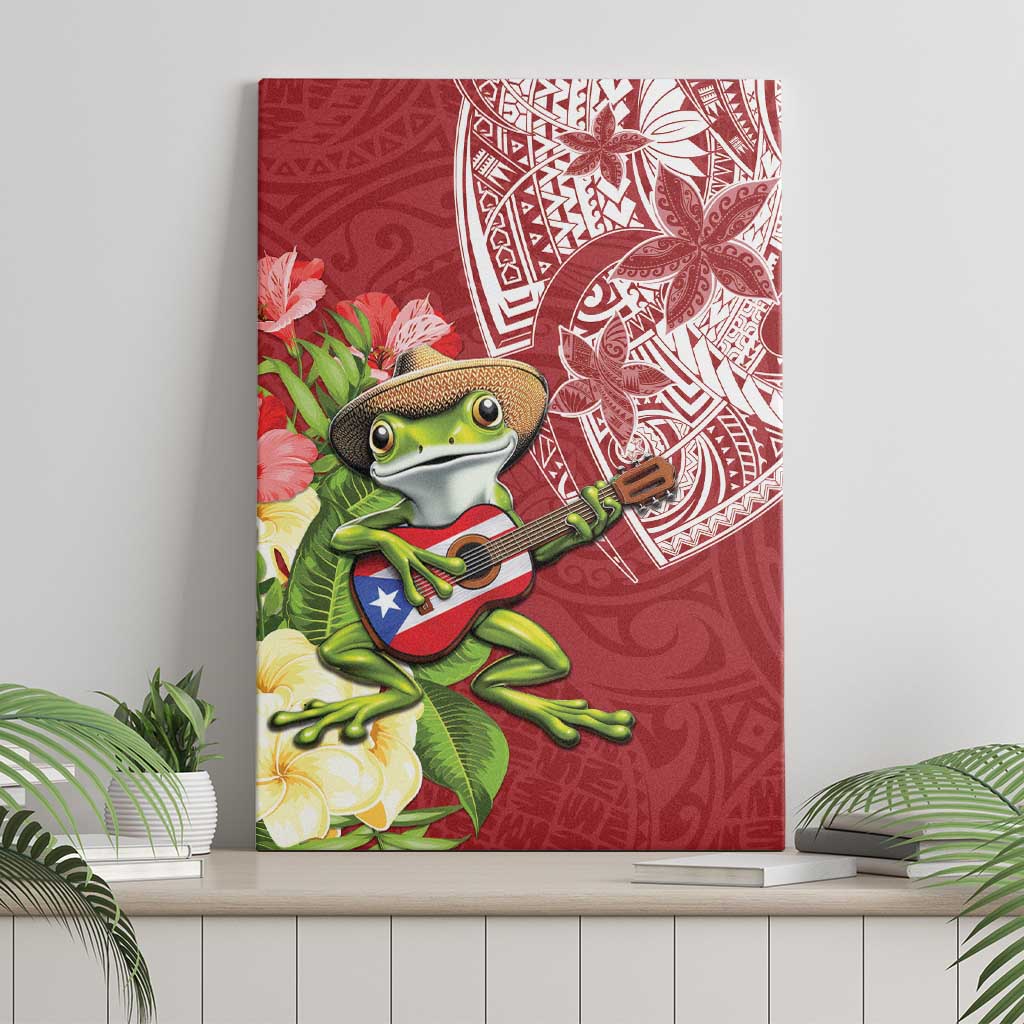 Puerto Rico Coqui Frog Canvas Wall Art Tropical Flowers Polynesian Style LT05 - Polynesian Pride