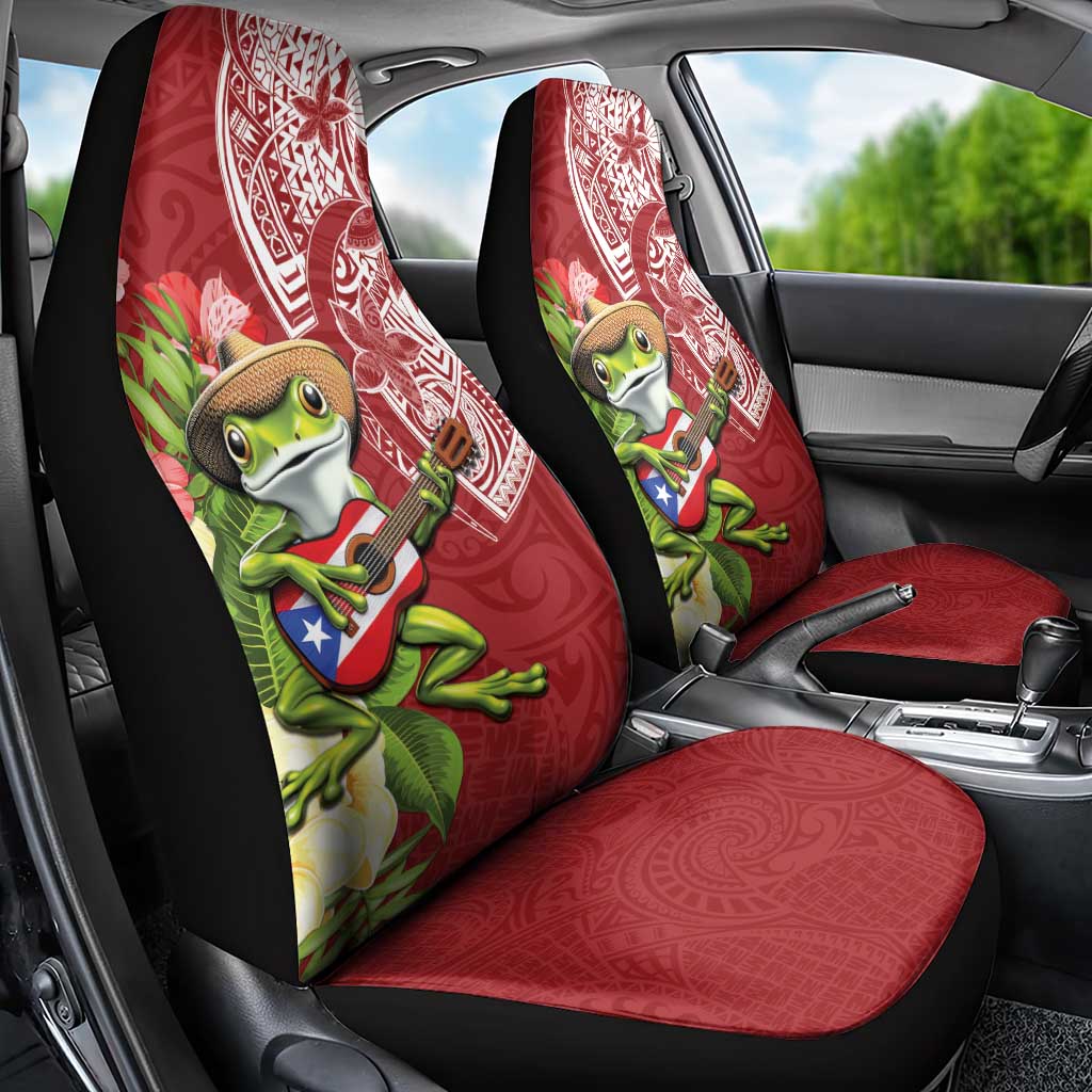 Puerto Rico Coqui Frog Car Seat Cover Tropical Flowers Polynesian Style LT05 - Polynesian Pride
