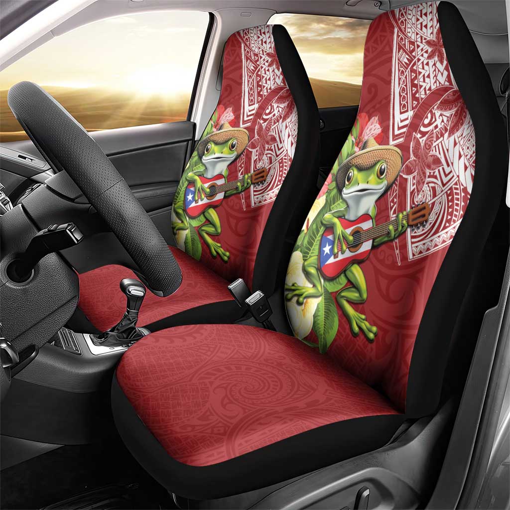 Puerto Rico Coqui Frog Car Seat Cover Tropical Flowers Polynesian Style LT05 - Polynesian Pride