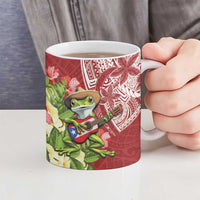 Puerto Rico Coqui Frog Ceramic Mug Tropical Flowers Polynesian Style - Polynesian Pride