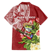 Puerto Rico Coqui Frog Family Matching Long Sleeve Bodycon Dress and Hawaiian Shirt Tropical Flowers Polynesian Style - Polynesian Pride