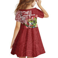Puerto Rico Coqui Frog Family Matching Off The Shoulder Long Sleeve Dress and Hawaiian Shirt Tropical Flowers Polynesian Style - Polynesian Pride