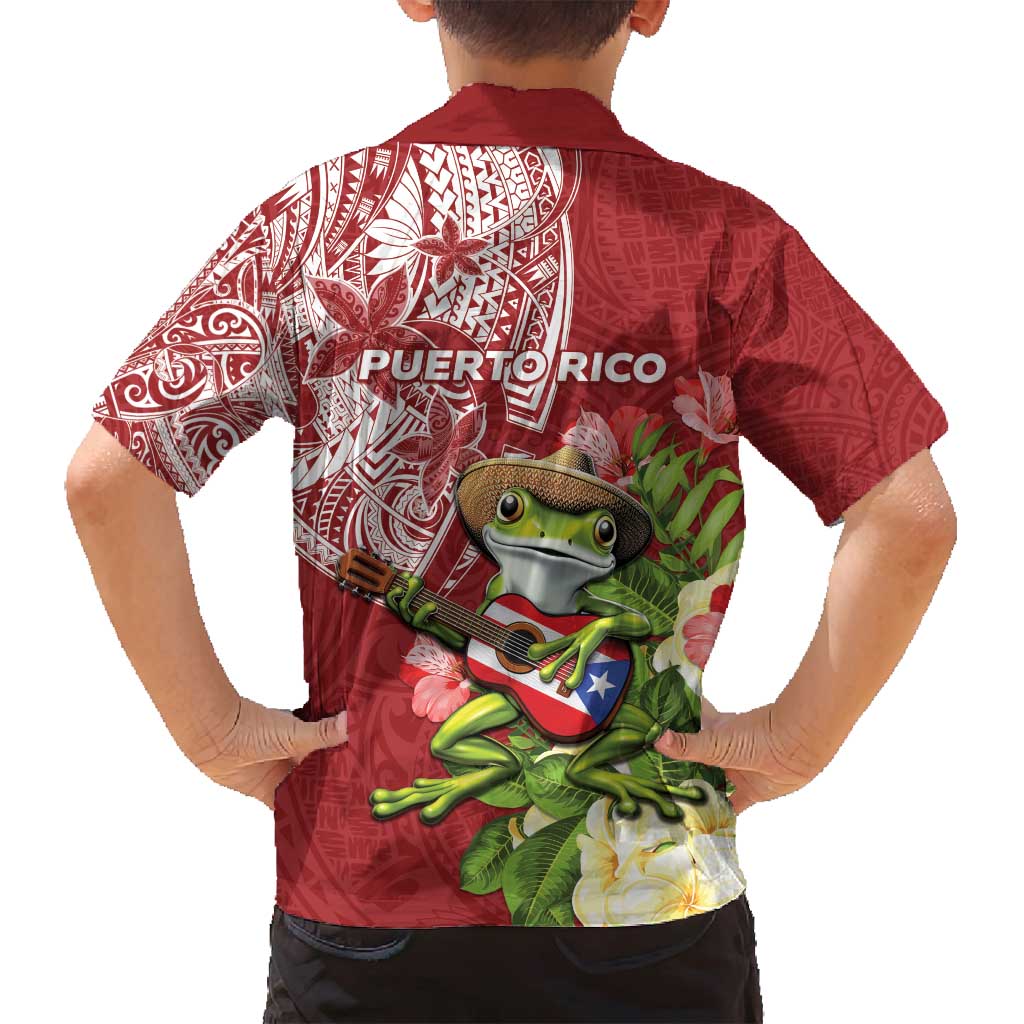 Puerto Rico Coqui Frog Family Matching Summer Maxi Dress and Hawaiian Shirt Tropical Flowers Polynesian Style - Polynesian Pride