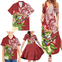 Puerto Rico Coqui Frog Family Matching Summer Maxi Dress and Hawaiian Shirt Tropical Flowers Polynesian Style - Polynesian Pride
