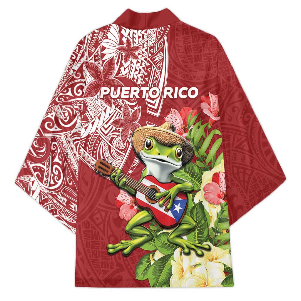 Puerto Rico Coqui Frog Kimono Tropical Flowers Polynesian Style LT05 - Polynesian Pride