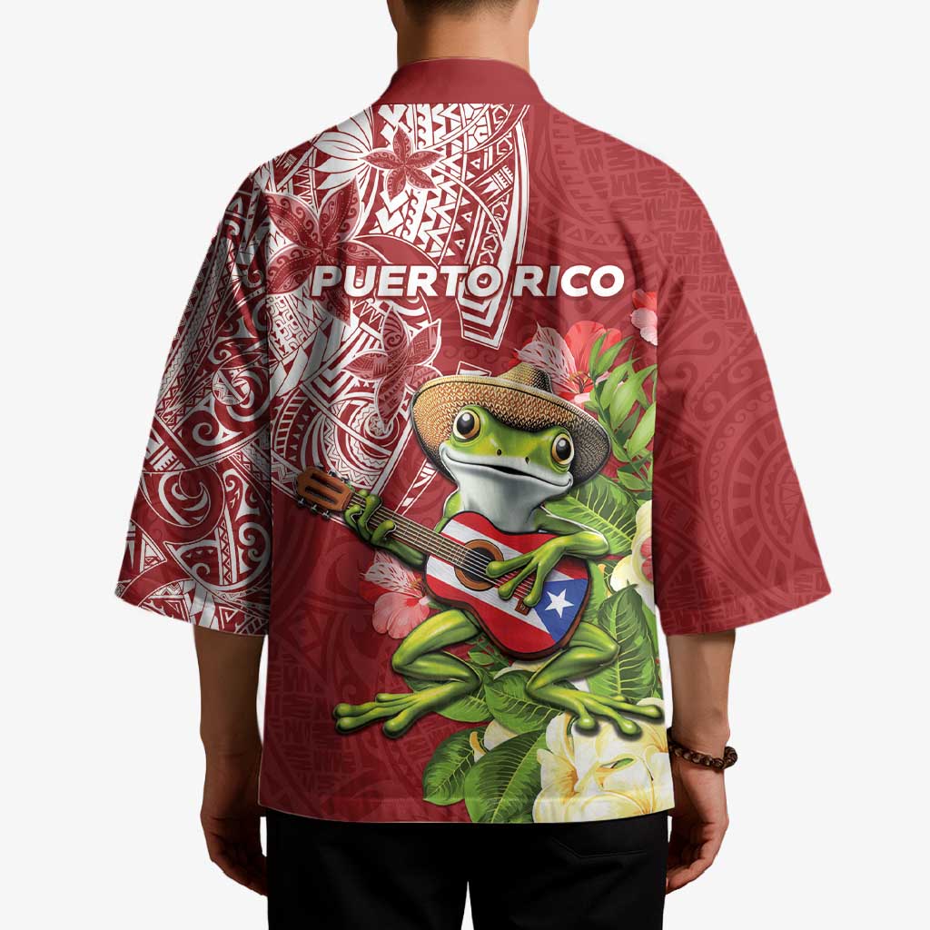 Puerto Rico Coqui Frog Kimono Tropical Flowers Polynesian Style LT05 - Polynesian Pride