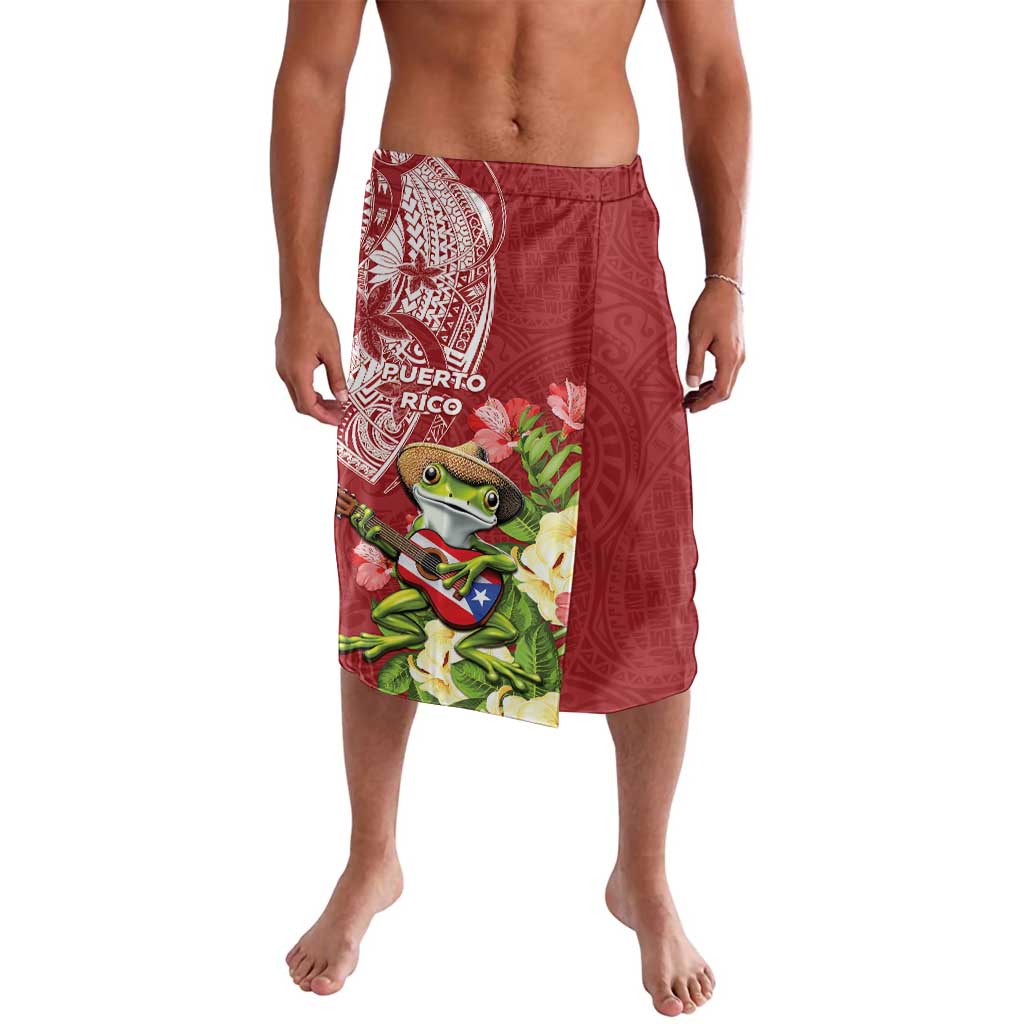Puerto Rico Coqui Frog Lavalava Tropical Flowers Polynesian Style LT05 Red - Polynesian Pride