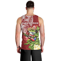 Puerto Rico Coqui Frog Men Tank Top Tropical Flowers Polynesian Style LT05 - Polynesian Pride