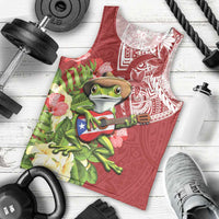 Puerto Rico Coqui Frog Men Tank Top Tropical Flowers Polynesian Style LT05 - Polynesian Pride