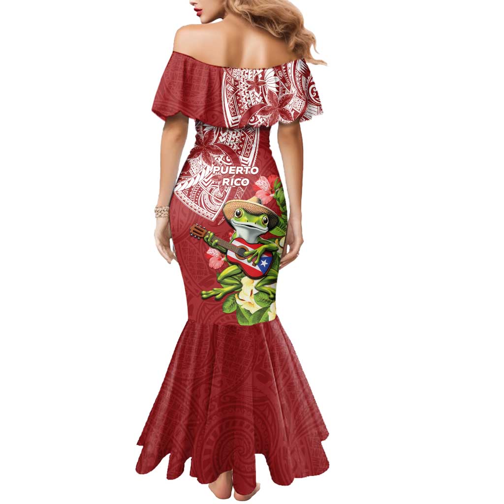 Puerto Rico Coqui Frog Mermaid Dress Tropical Flowers Polynesian Style LT05 - Polynesian Pride