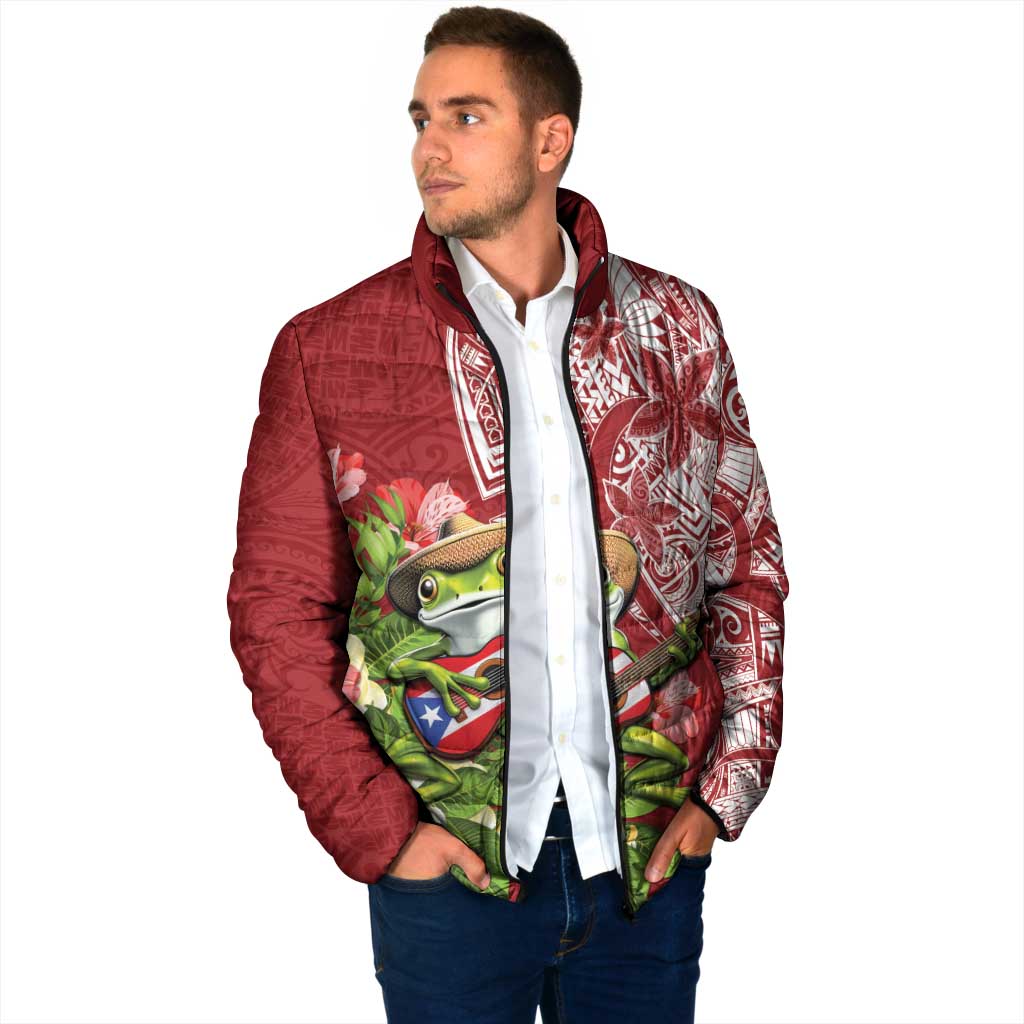 Puerto Rico Coqui Frog Padded Jacket Tropical Flowers Polynesian Style LT05 - Polynesian Pride