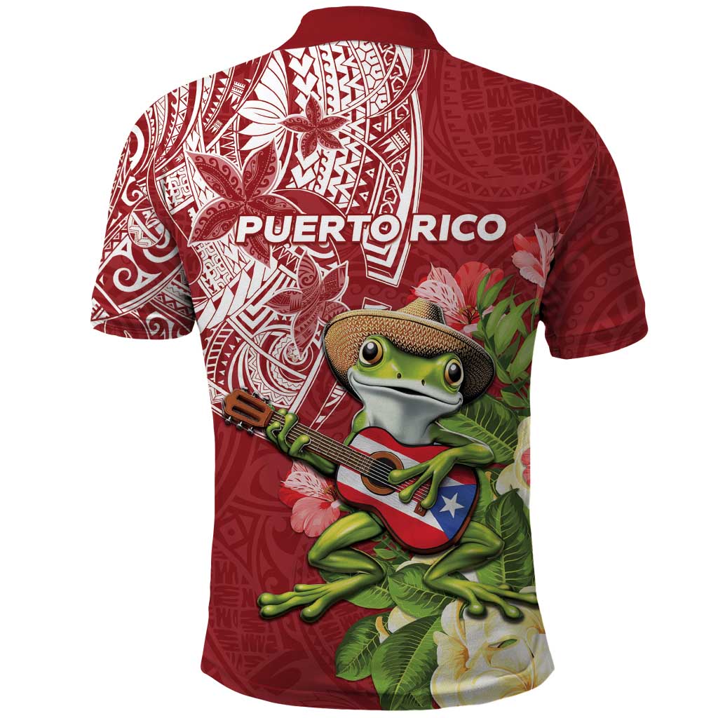 Puerto Rico Coqui Frog Polo Shirt Tropical Flowers Polynesian Style LT05 - Polynesian Pride