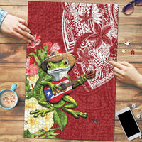 Puerto Rico Coqui Frog Puzzle Tropical Flowers Polynesian Style LT05 Red - Polynesian Pride