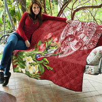 Puerto Rico Coqui Frog Quilt Tropical Flowers Polynesian Style - Polynesian Pride