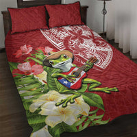 Puerto Rico Coqui Frog Quilt Bed Set Tropical Flowers Polynesian Style - Polynesian Pride
