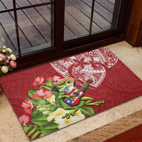 Puerto Rico Coqui Frog Rubber Doormat Tropical Flowers Polynesian Style LT05 - Polynesian Pride